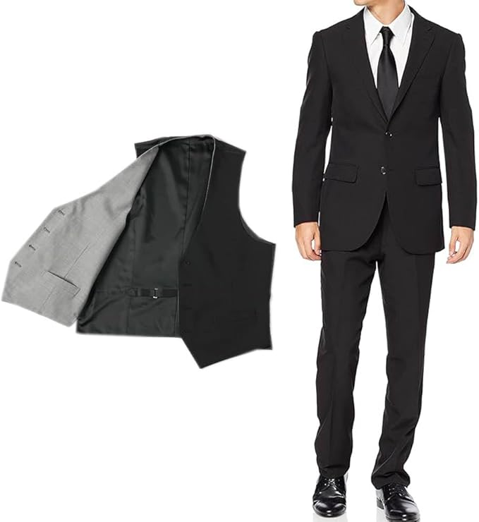 [DressCode] 2点セット 【スリーピーススーツ】 黒 スーツ ベスト付 オールシーズン