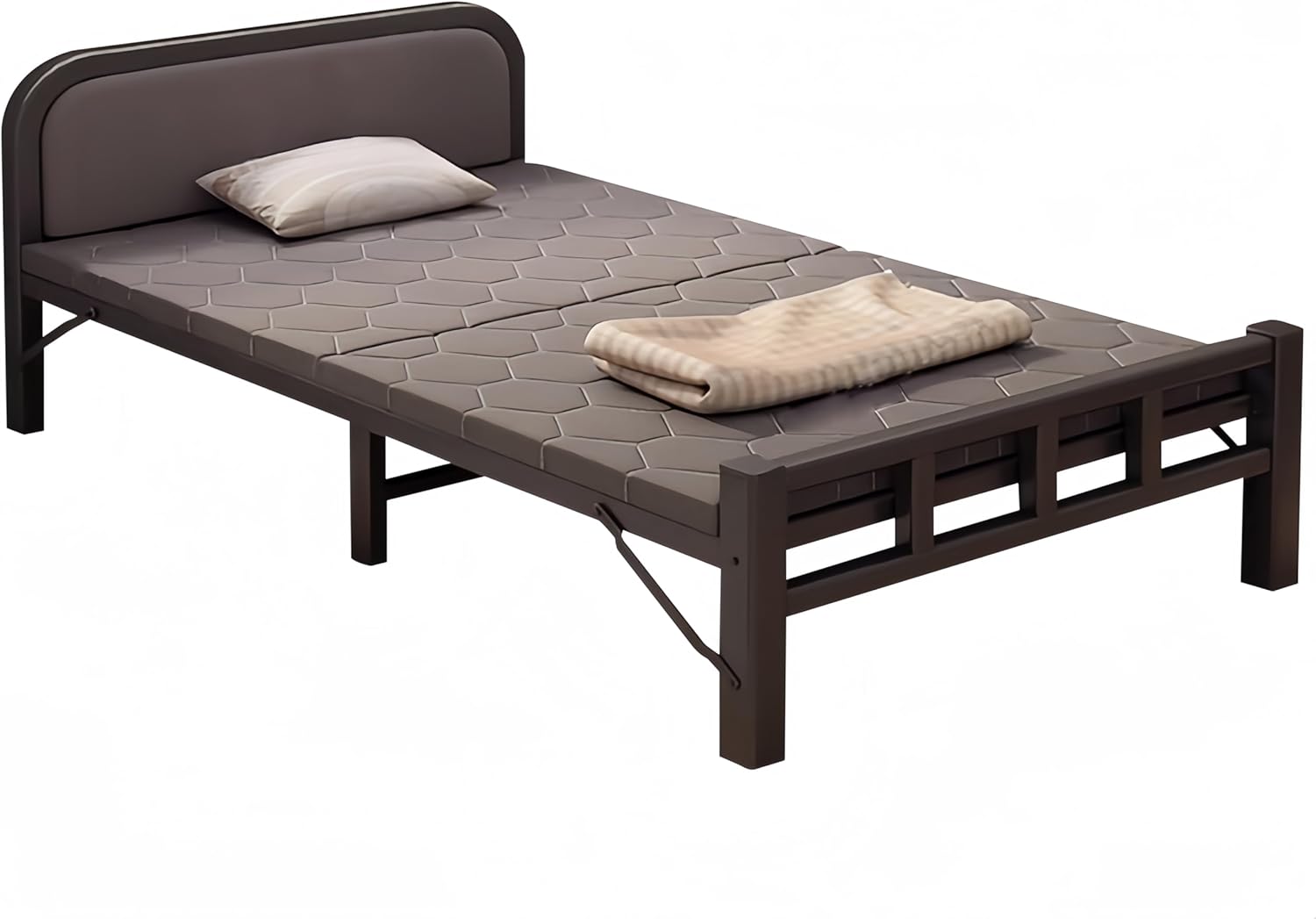 折りたたみベッド 簡易ベッド シングル コンパクト収納 室内外兼用 組立不要 リクライニング パイプベッド 一人暮らし 仮眠/残業/防災用/介護用 完成品 (ブラック, 幅80CM)